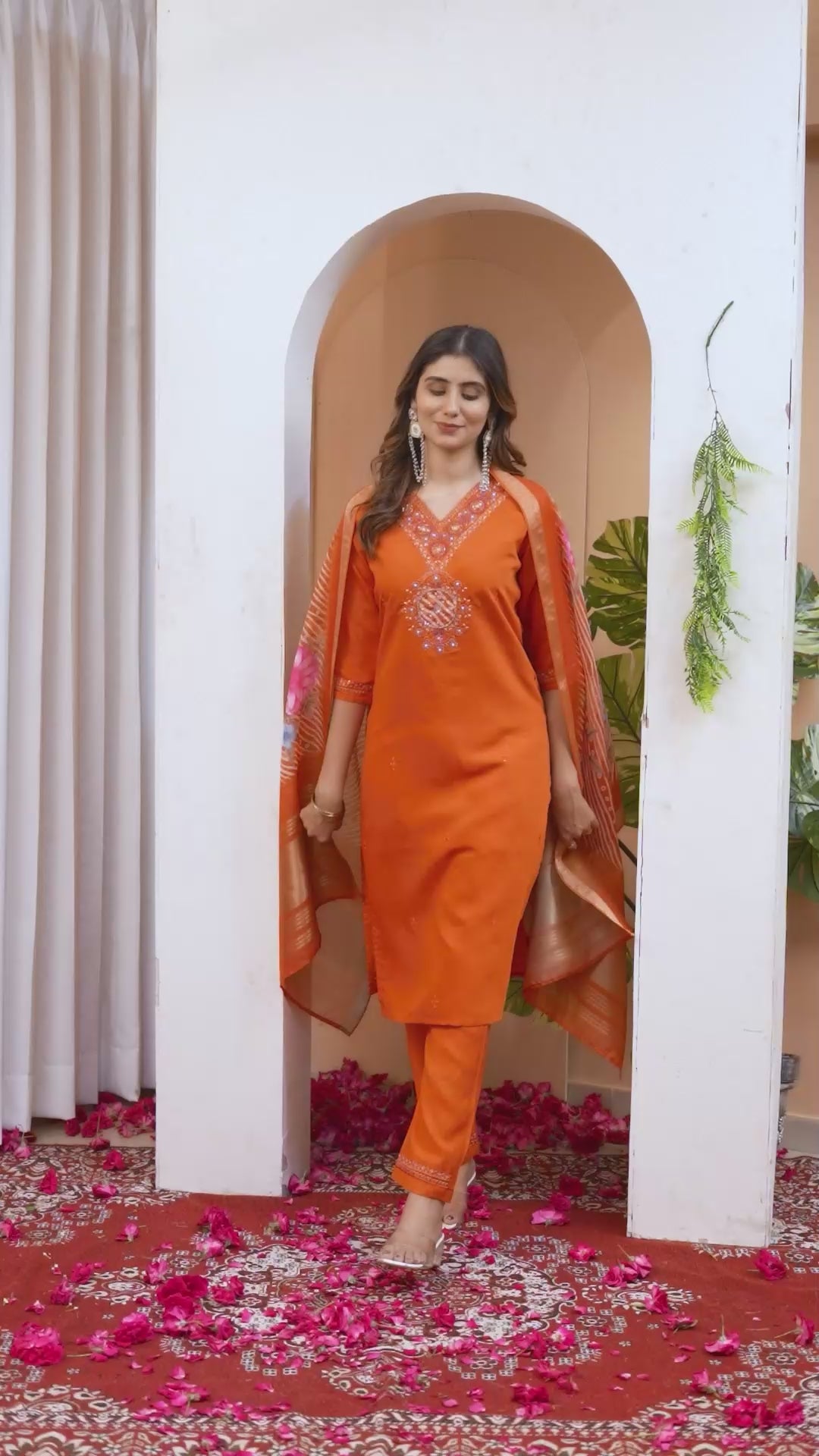 Designer Green, Wine, Orange Embroidered Kurti Pant Dupatta Set | Premium Festive Ethnic Wear